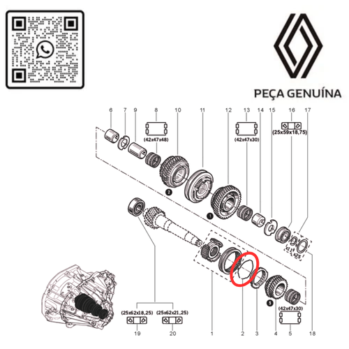 326021716R  ANEL TRAVA DO SINCRONIZADOR 5ª 6ª MASTER RN 21716R -3-